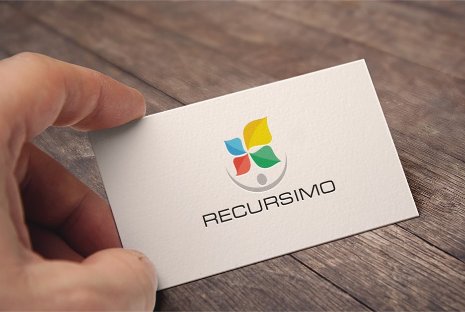 Aplicação cartão de visita nova marca Recursimo - Identidade Visual