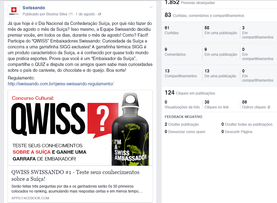 Primeiro post do QWISS Swissand