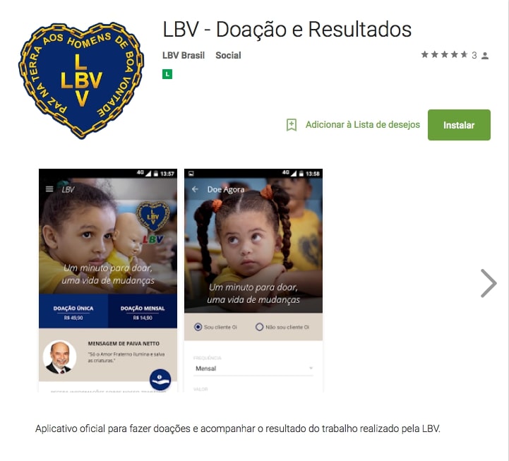 Aplicativo Android LBV no Google Play